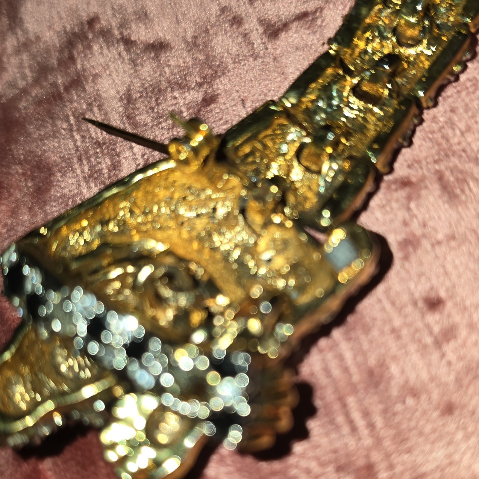 Gold Tone Leopard Pavé Clear Rhinestone Stick Pin Brooch with Green Eyes