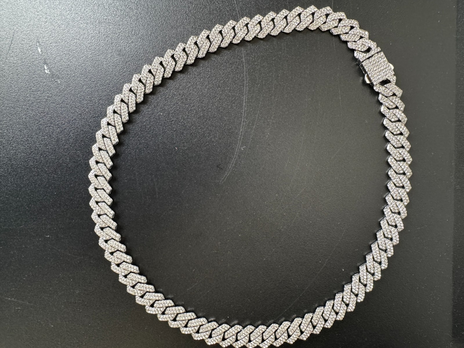 22 INCH Iced Out Prong Cuban Link Chain Necklace for Men/Women 2 Row Rhinestone