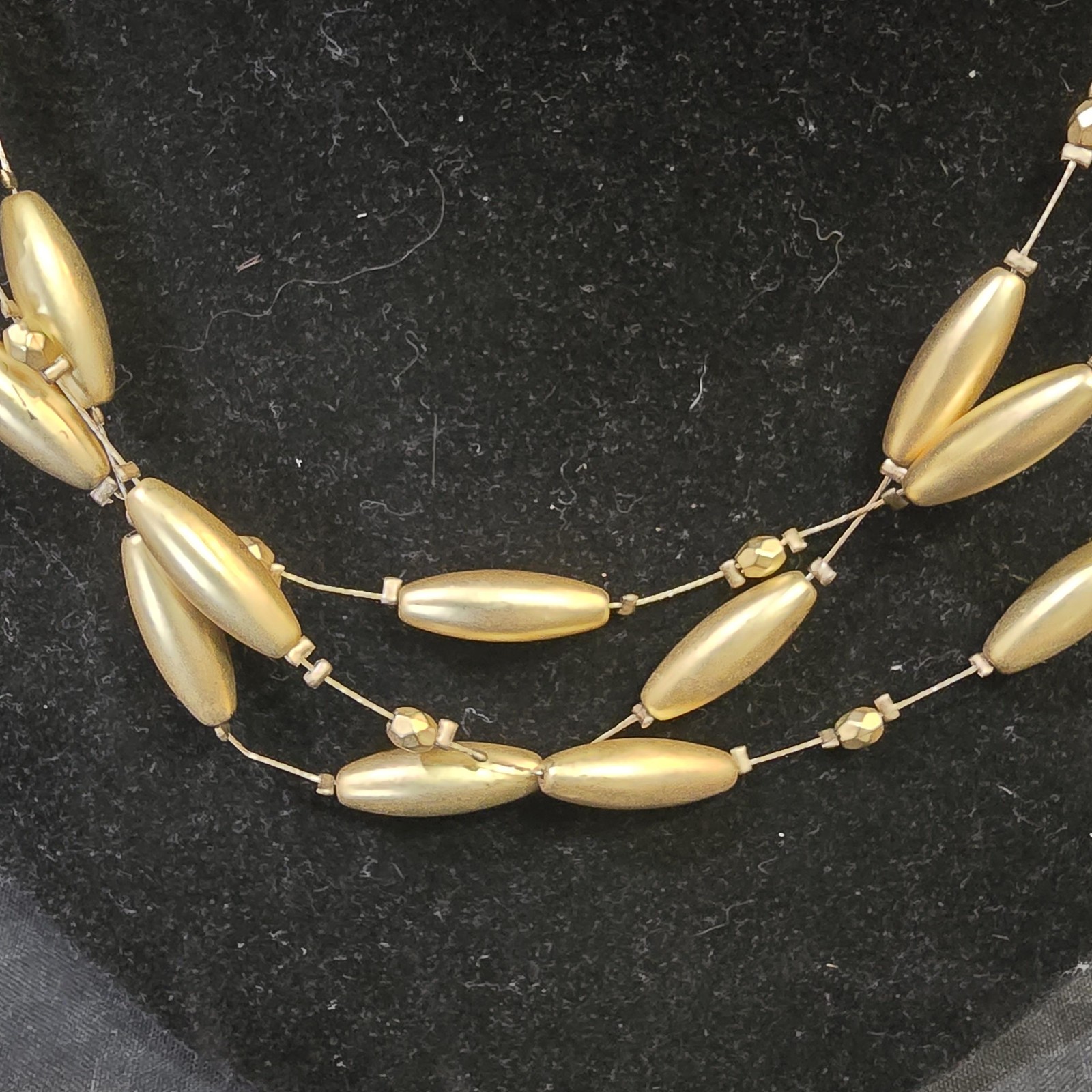 Necklace Beaded Layered Station Gold Tone Lobster Clasp Womens Multi-Strand