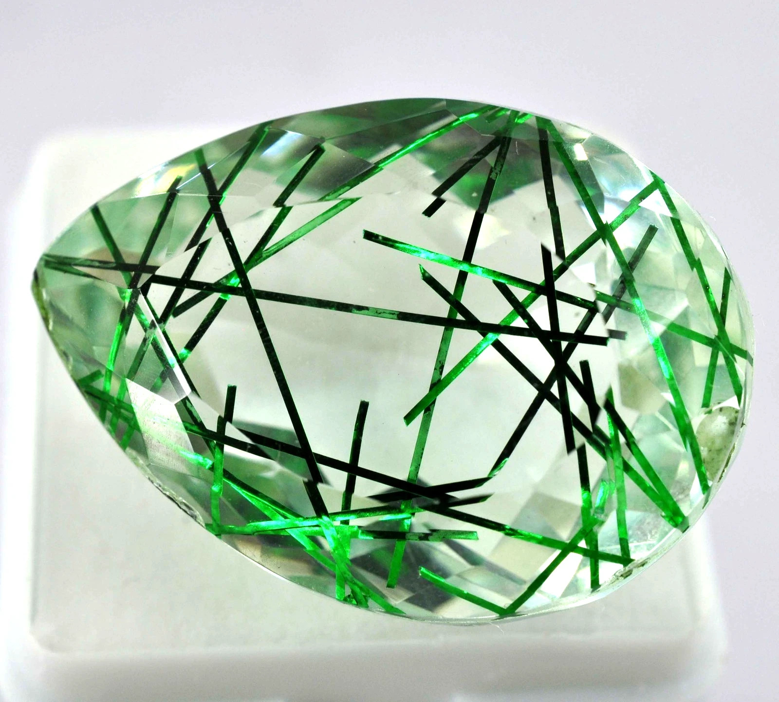 AAA Certified 48.85 Ct Natural Green Rutilated Quartz Pear Loose Gemstone