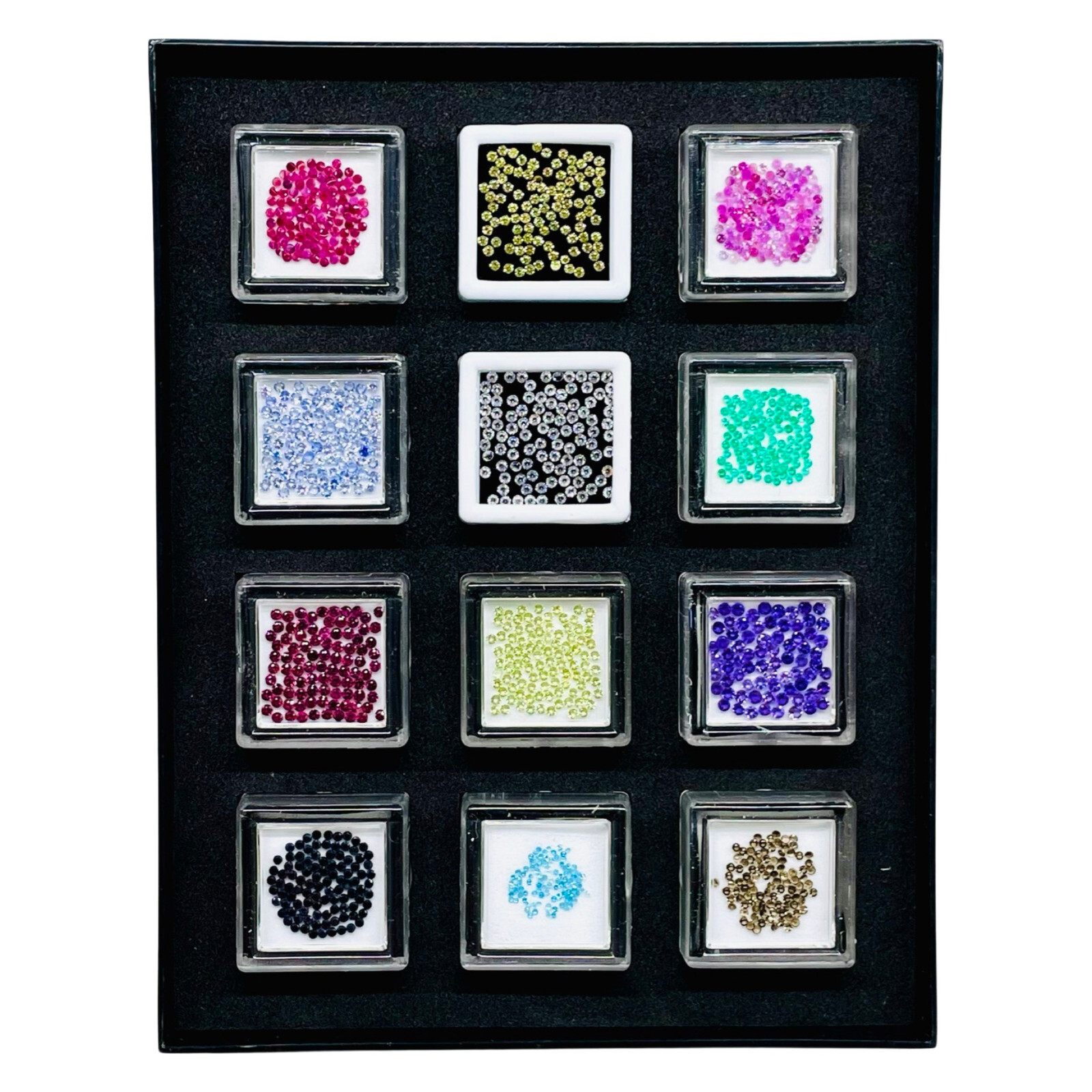 1200 Pcs Natural Multi Gemstones 1-2mm Round Cut Diamond Cut Loose Gemstones Box