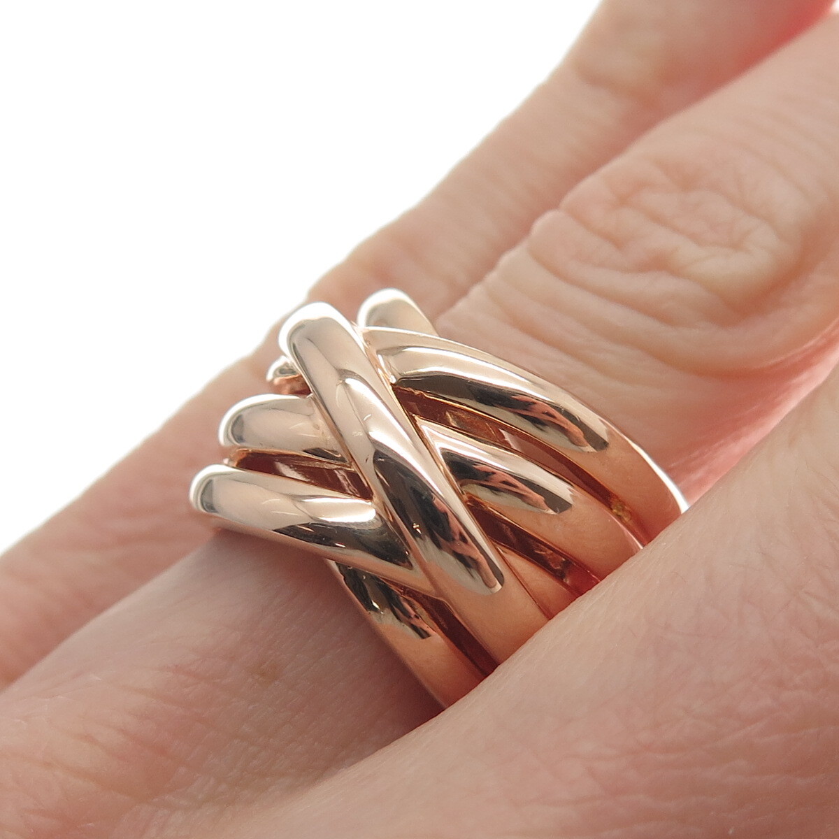 ROSS SIMONS 925 Sterling Silver Rose Gold Plated Interlocked Ring Size 6