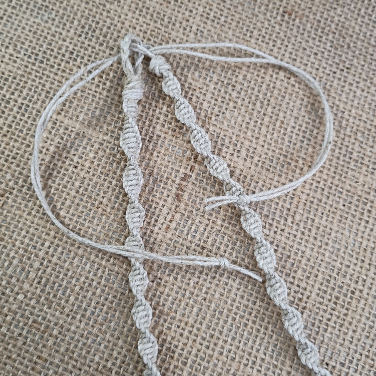 Natural Hemp Necklace w/ Evil Eye Charm & Beads, 18-23 inch Ready to Ship