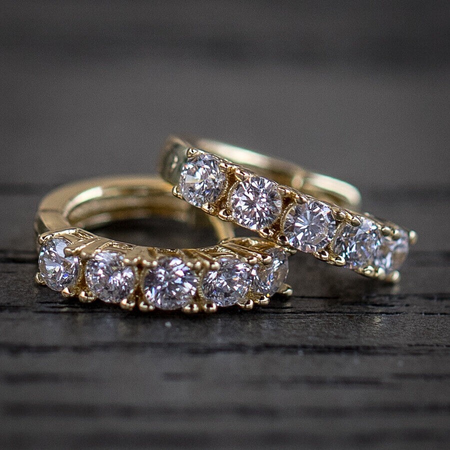 0.3CT Round Natural Diamond Clip On Men’s Hoop Earrings 14k Yellow Gold Certify