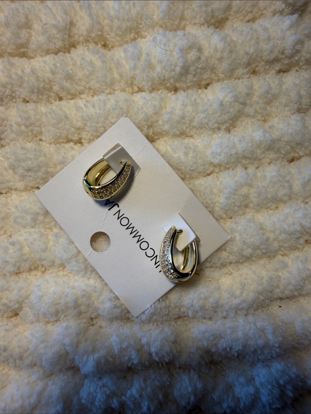 Uncommon James Gold Pavé Curved Hinge Earrings