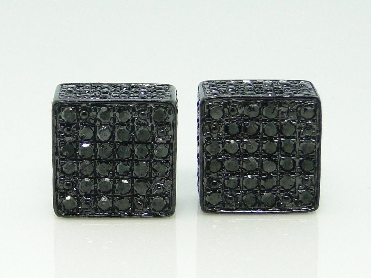 0.4ct Lab-Created Moissanite Ice Cube Cluster Stud Earrings Black Gold Plated