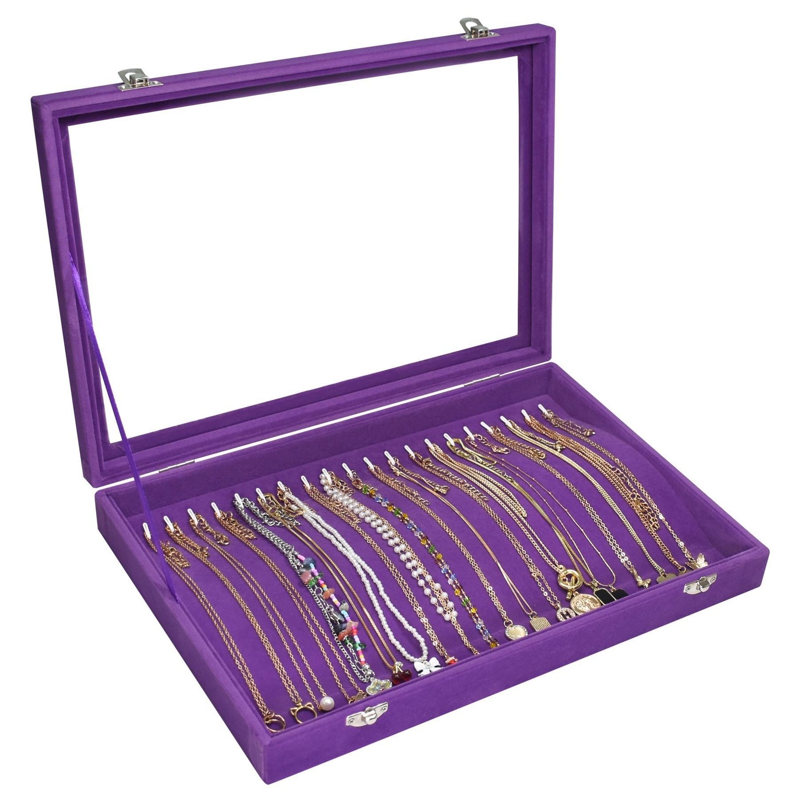 Velvet Necklace Display Jewelry Tray 20 Hook Necklace Tray Necklace Pendant