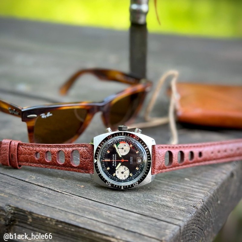 DASSARI Vintage Pebbled Leather Rally Watch Band Strap Quick Release 20mm 22mm