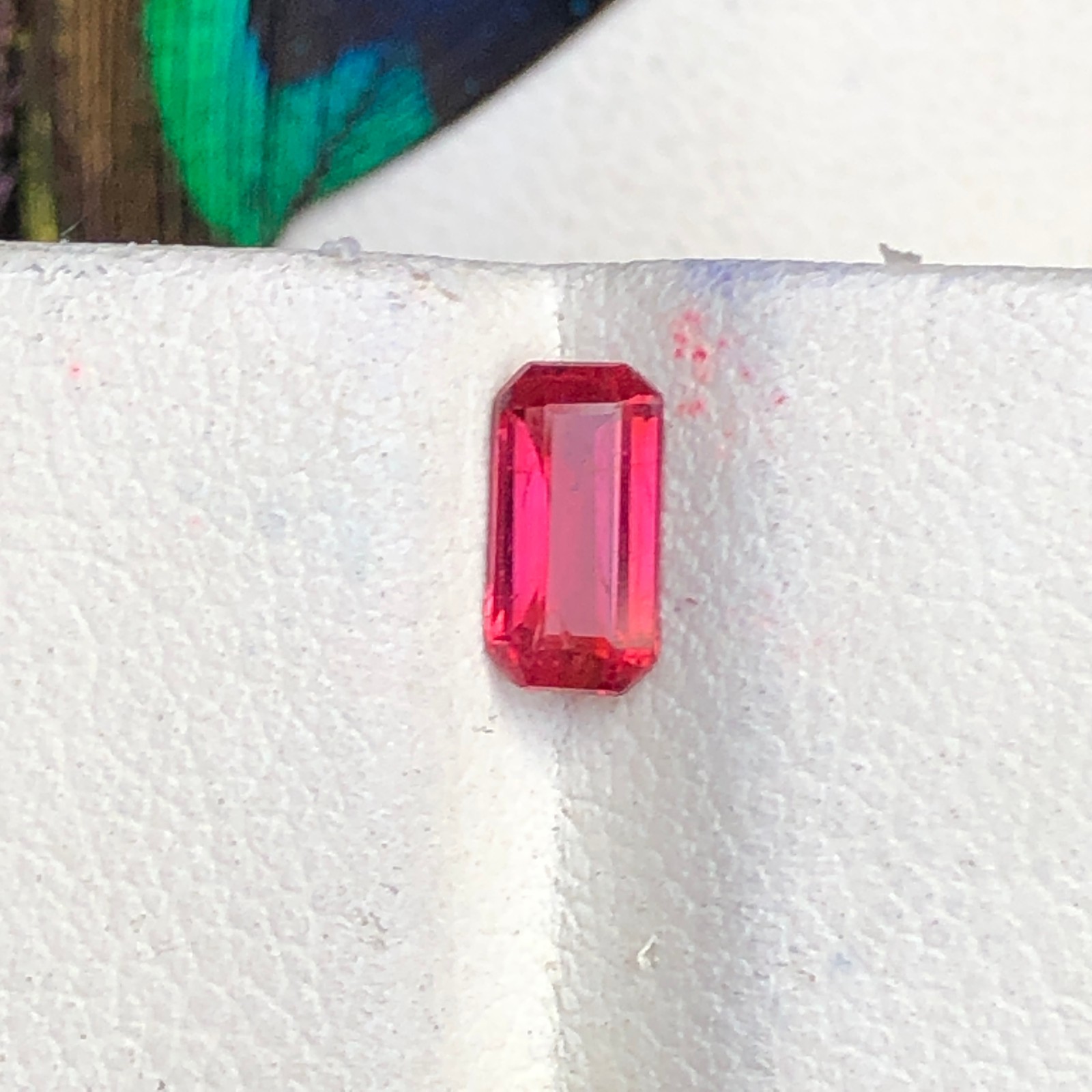 0.57 Carat Natural Emerald Cut Pinkish Red Spinel Loose Gemstone From Burma