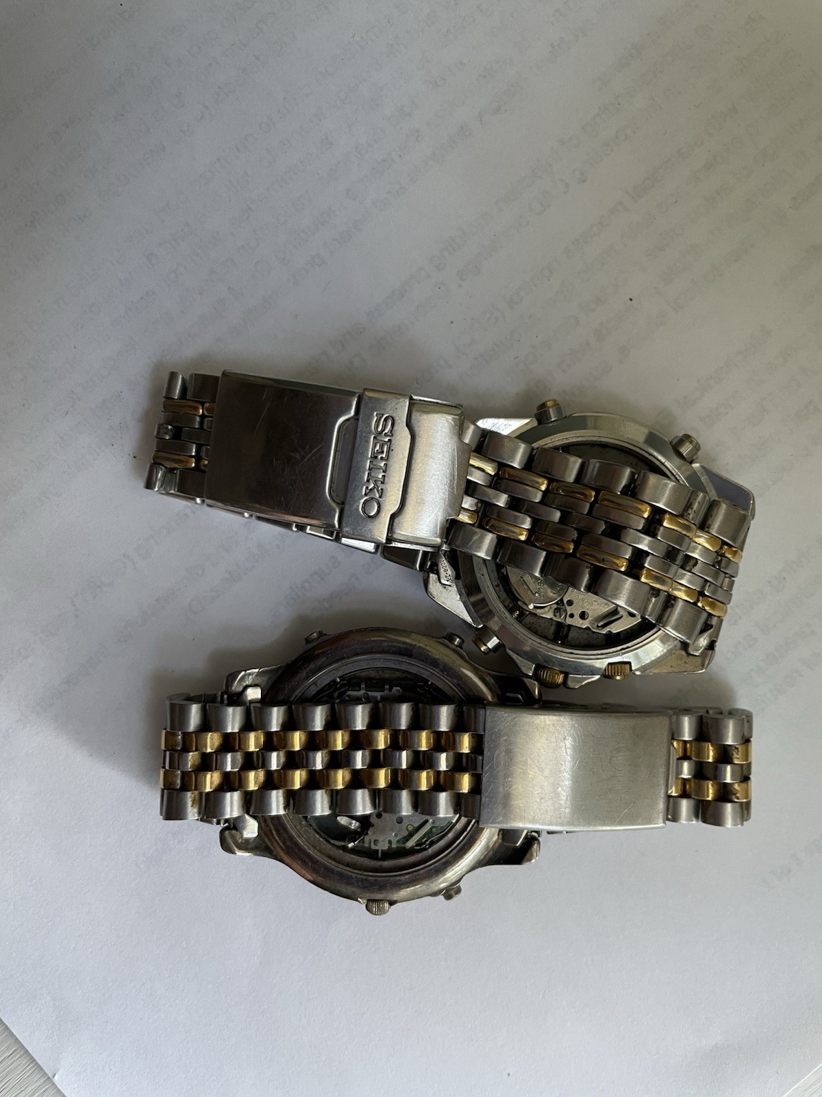 Vintage Seiko, Armitron Lot of 2 Two-Tone SS Chronograph Diver UNTESTED/ForParts