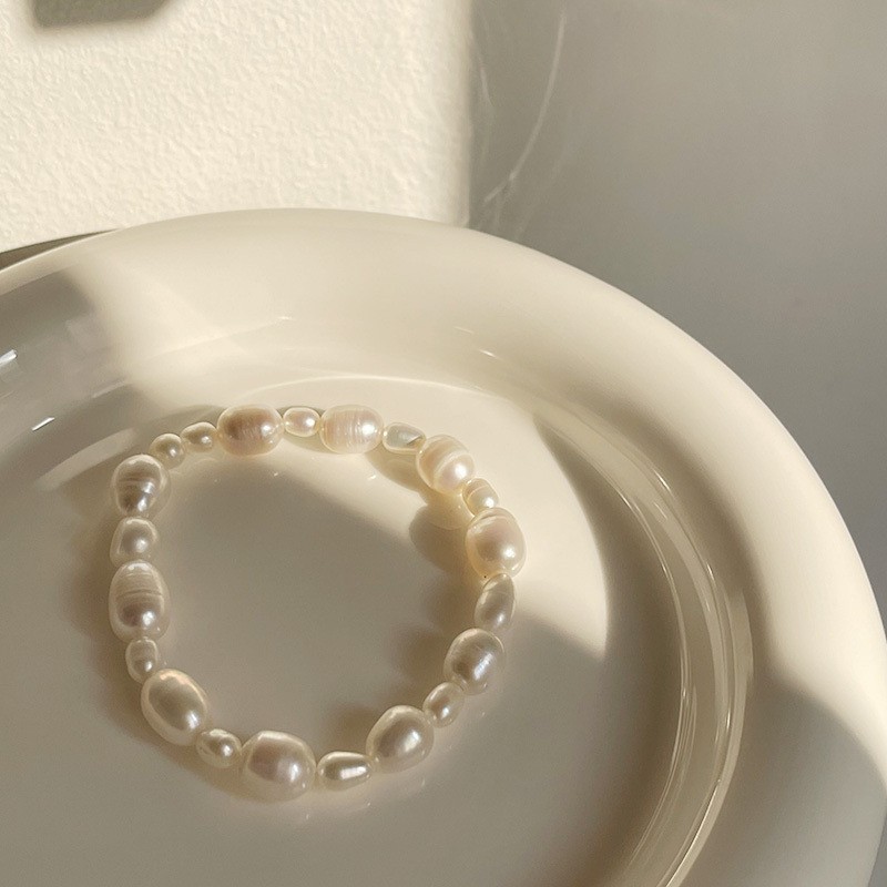 Irregular Freshwater Pearl Bracelet Elastic Stackable Boho Gift Bridal