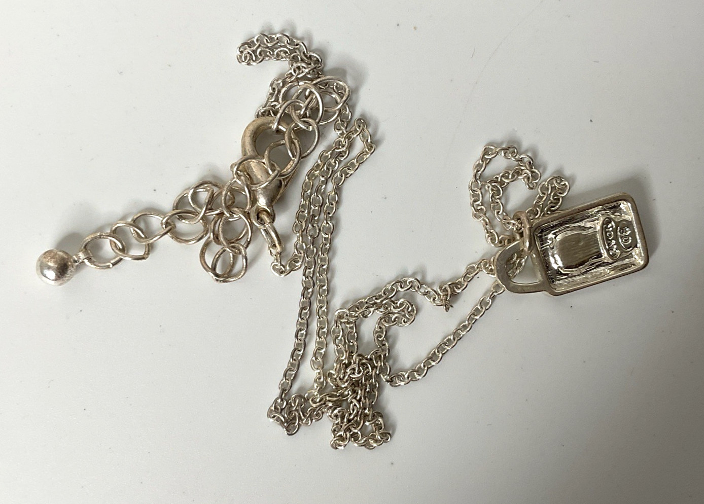 Vintage Avon Rhinestone Lock Pendant Necklace Silver Tone Finish 1051