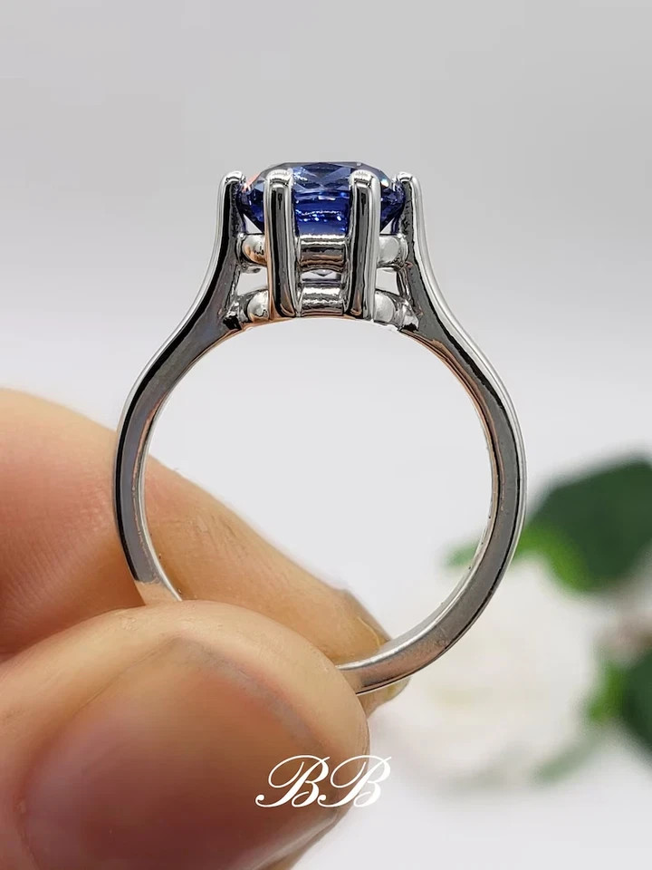 4.00Ct Cushion Cut Natural Tanzanite Gemstone wedding Ring Solid 14k White gold