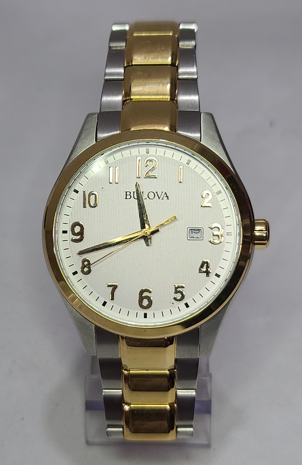 S-9585R1 BULOVA WHITE DIAL STAINLESS STEEL MEN’S WATCH MB5-190