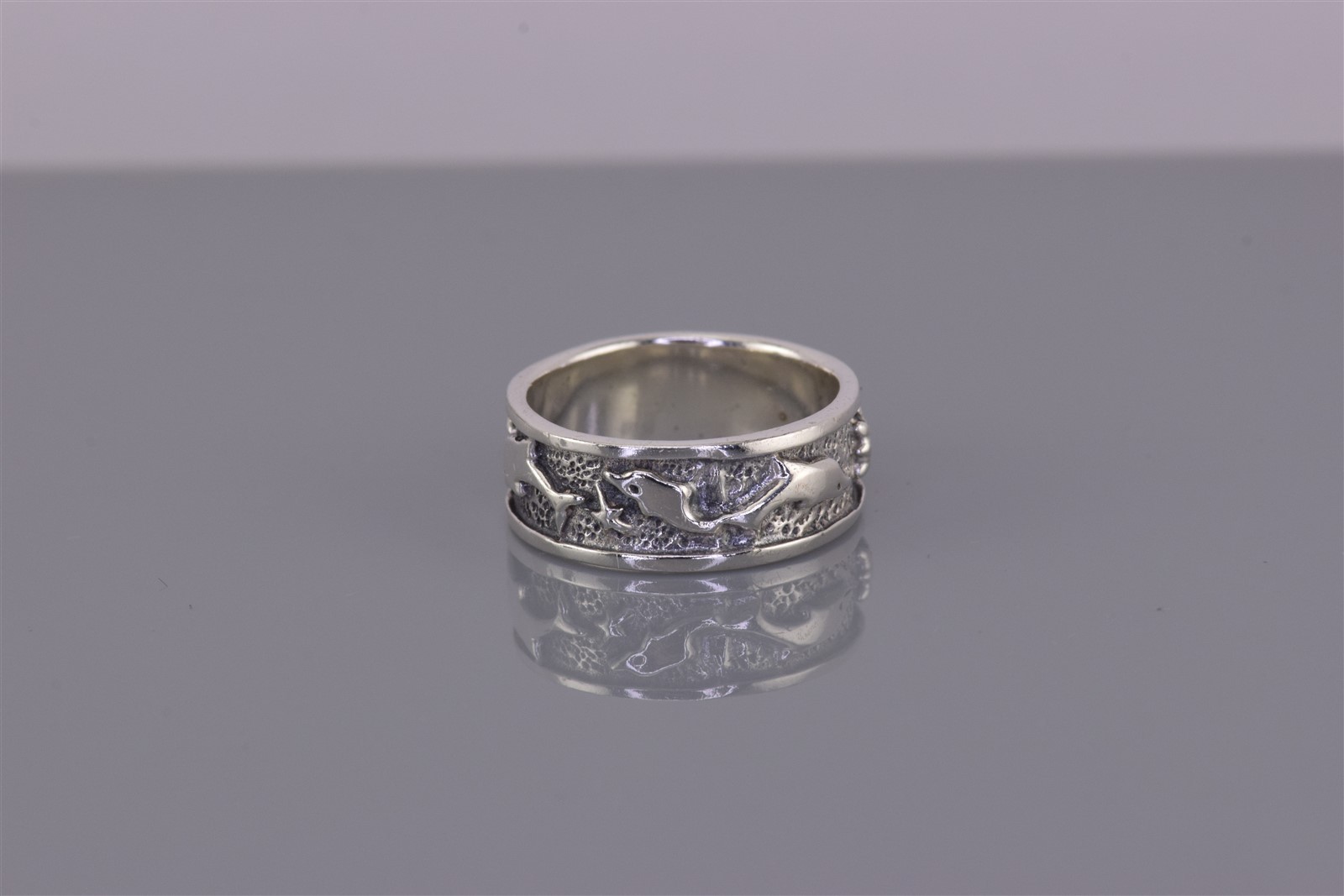 Peter Stone Sterling Silver Sun Stars Dolphins Beach Theme Band Ring 925 Sz: 5
