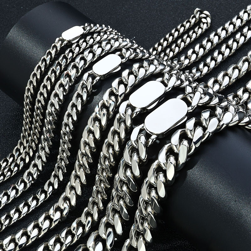 Fashion Mens Cuban Link Chain Stainless Steel Necklace Hip Hop Jewelry for Men