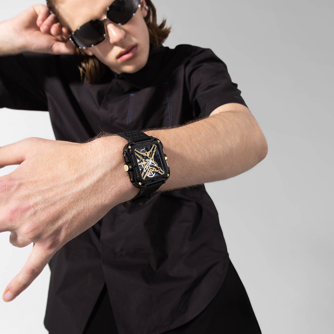 CIGA Design X Automatic Skeletonized Titanium Square Black Gold Men’s Watch