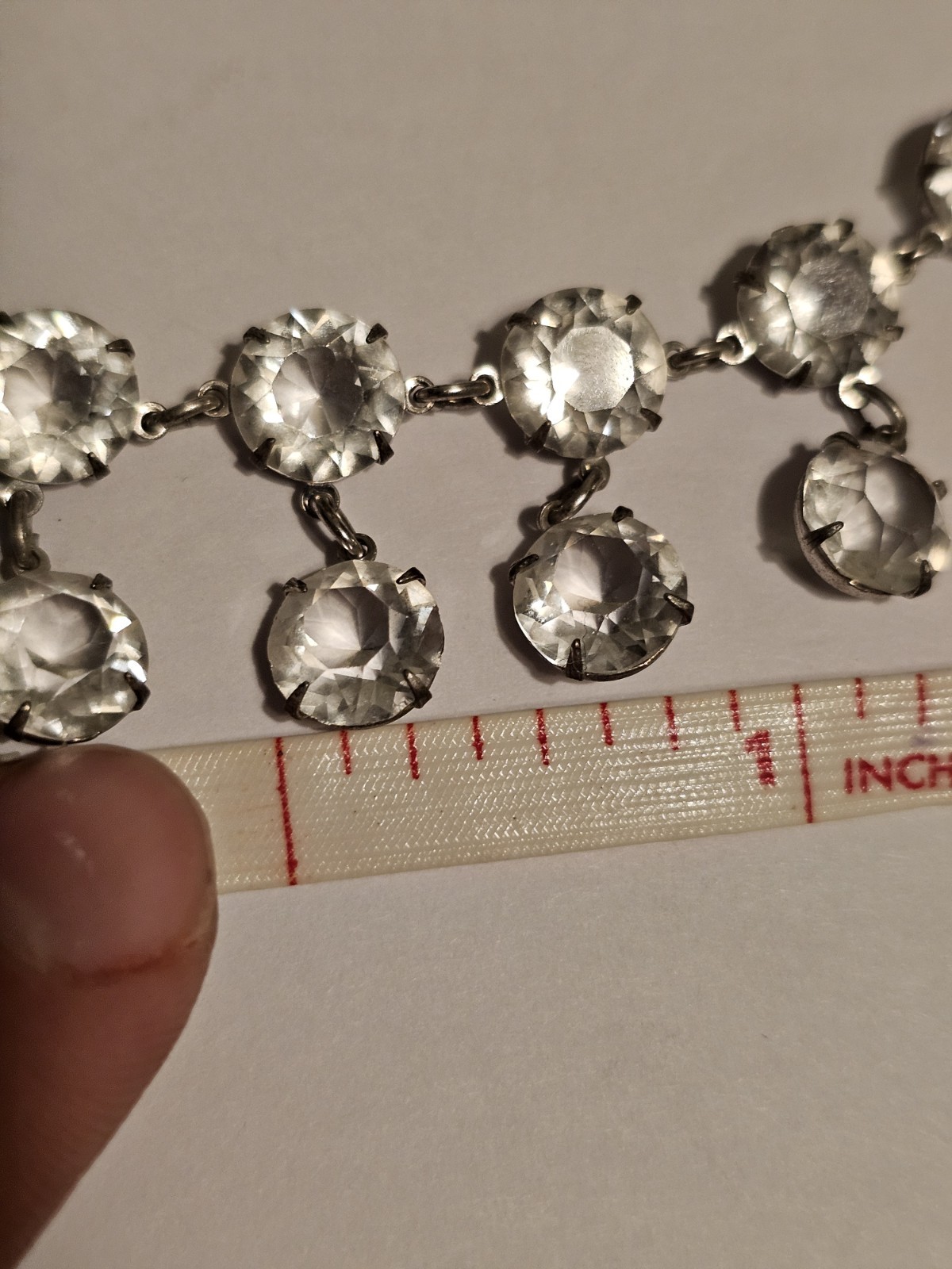Very Ornate .925 Antique In Orig Box Bezel-style Glass Stone 15in Choker #S59/10