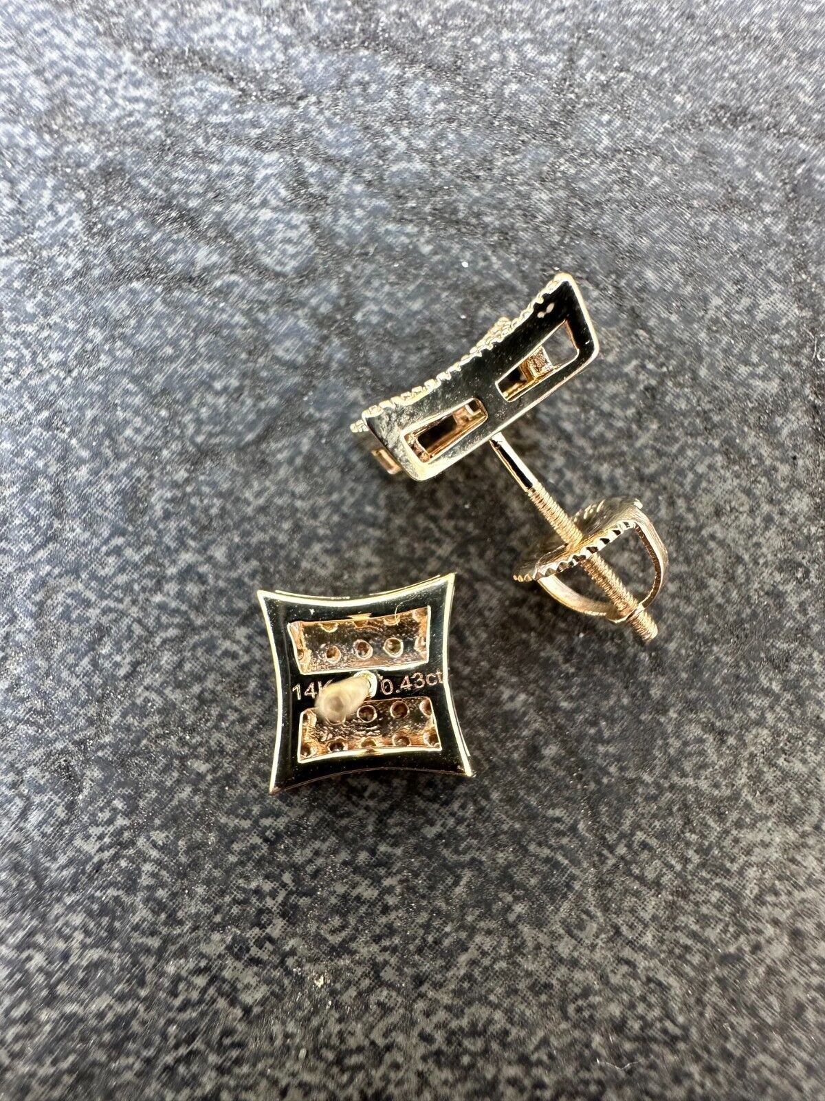0.43ct VVS Real Diamond Men’s Solid 14k Yellow Gold Iced Hip Hop Kite Earrings