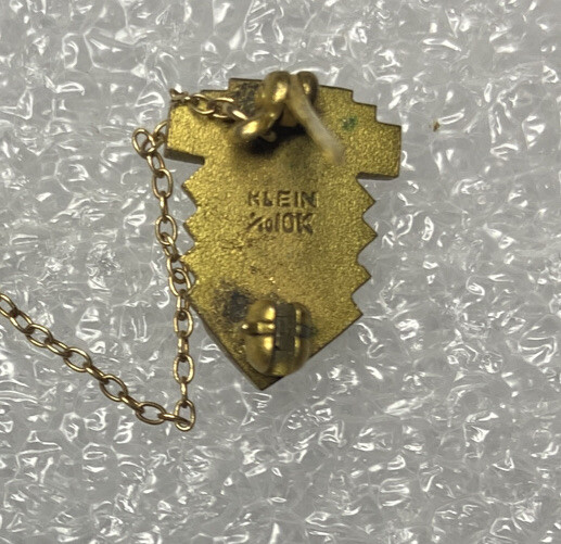 Vintage 1955 Stamped 1/10 10KT Gold & Blue Pin Lyre Orchestra Music Award vg