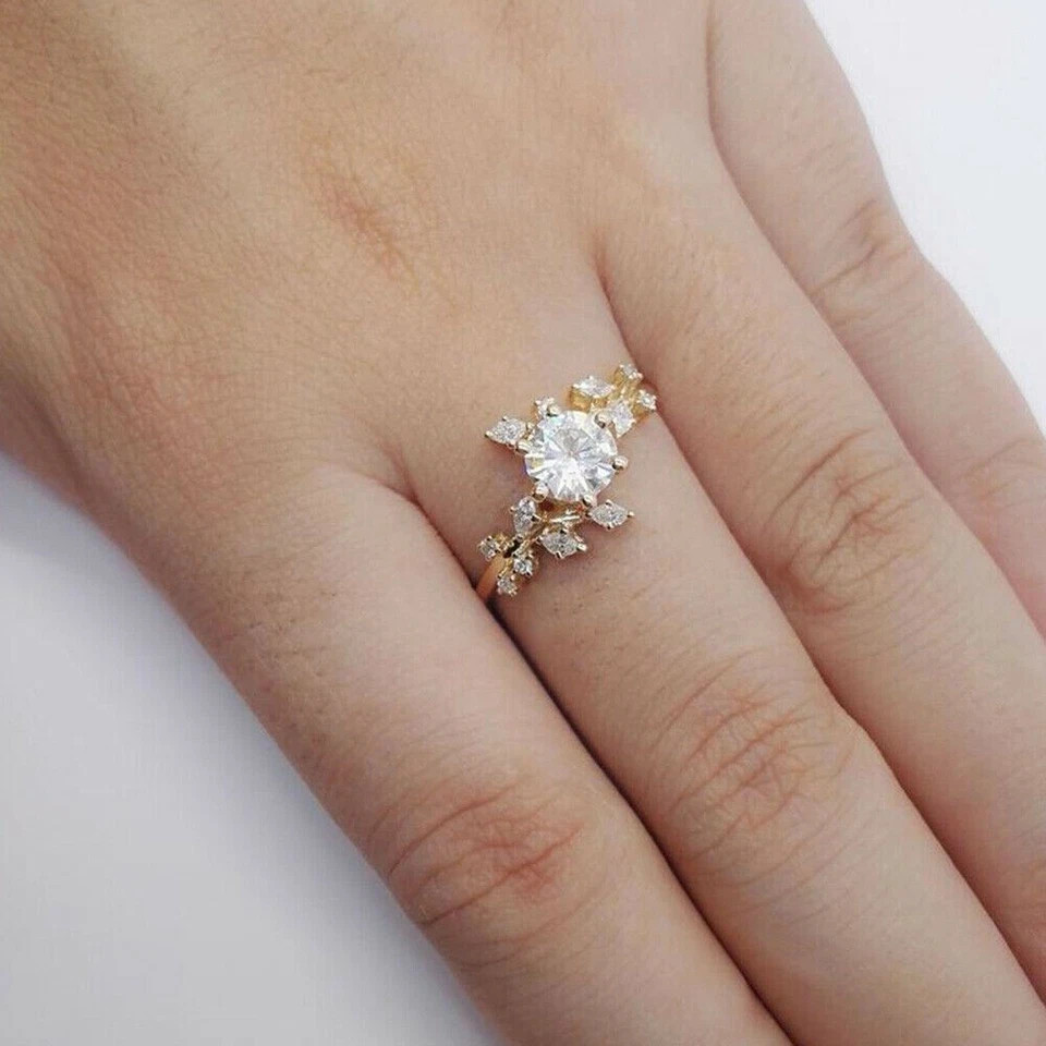 2Ct Round Cut Lab Created Diamond Women’s Engagement Ring 14K Yellow Gold Plated