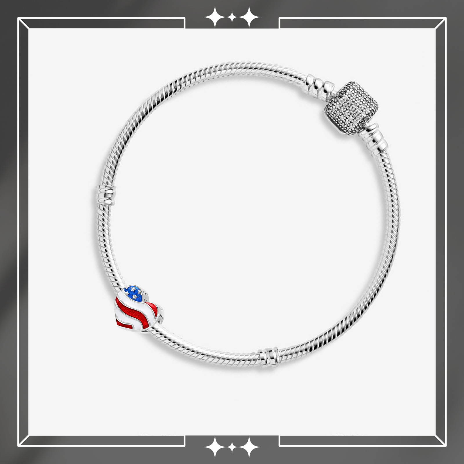 USA Flag Heart Bead Charm, Usa Heart Charm, Heart Charm