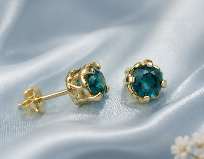 14k Yellow Gold Plated Round Cut 2ct Simulated Sapphire Wedding Stunning Earring