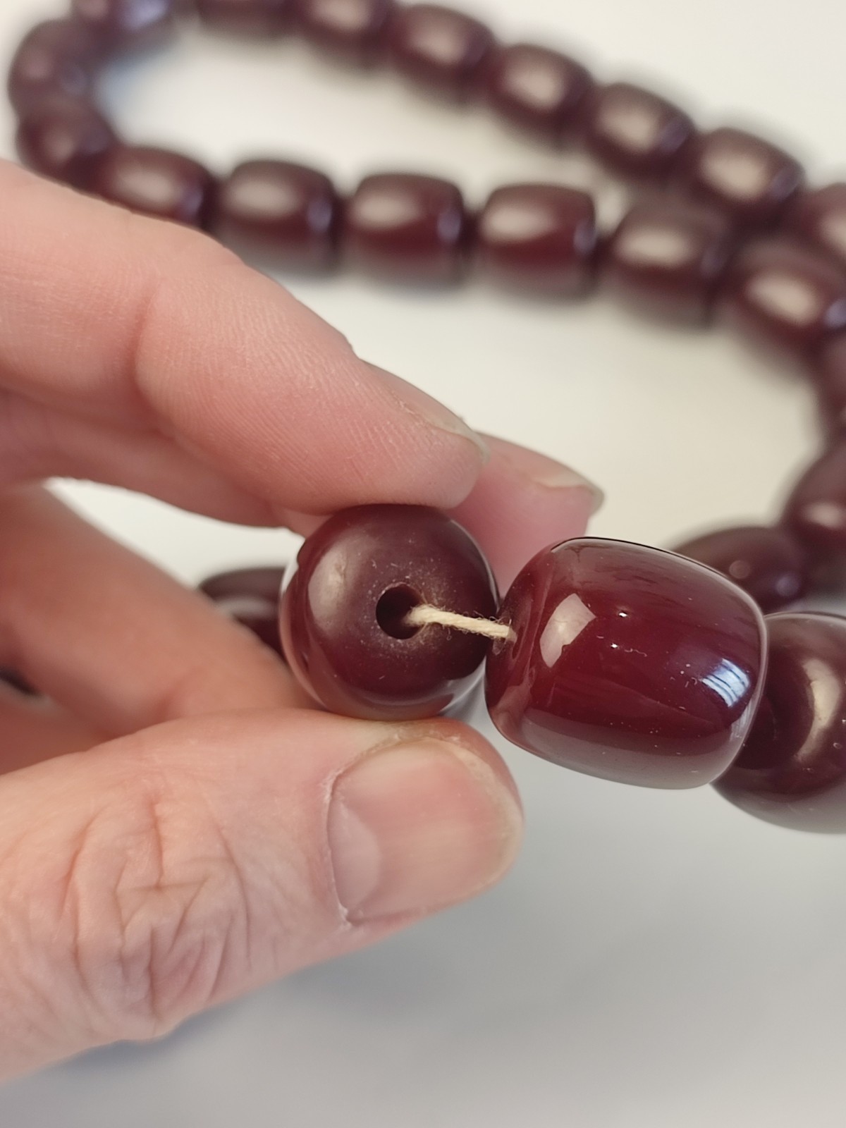 Antique Cherry Faturan Bakelite Necklace Large Beads 180g/70cm RARE Vintage
