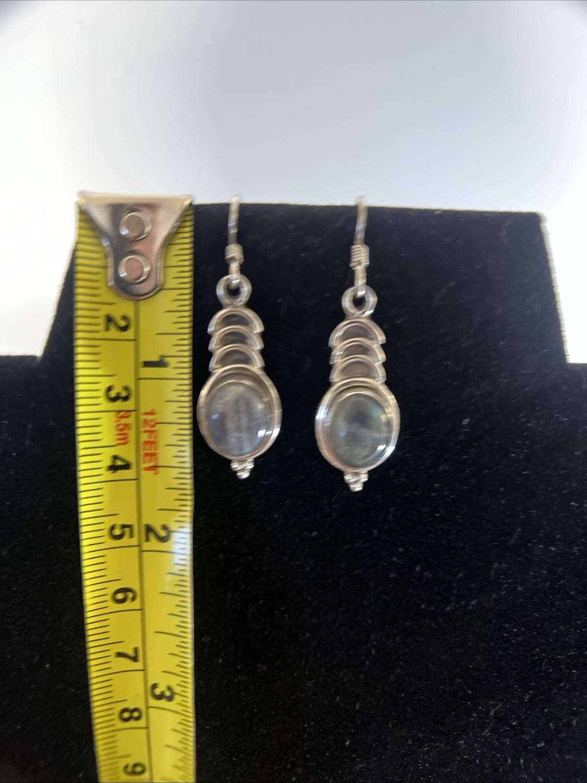 Lot of 3 Pairs Vintage 925 Sterling Silver Cabochon Dangle Earrings Boho