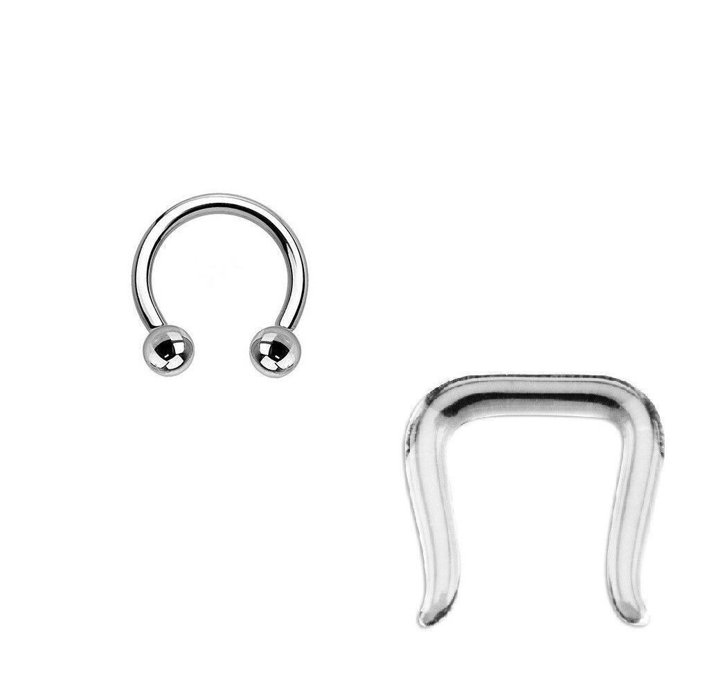 16g Septum Retainer And Circular Horseshoe Barbell Jewelry 10mm Surgical Steel