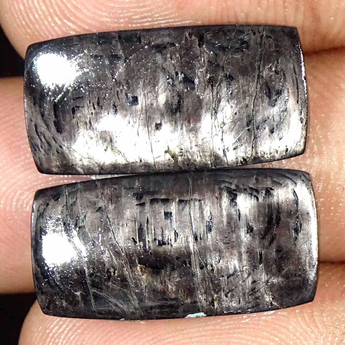21.90Cts Natural Hypersthene Cushion Pair Cabochon Loose Gemstone 11x21x3mm