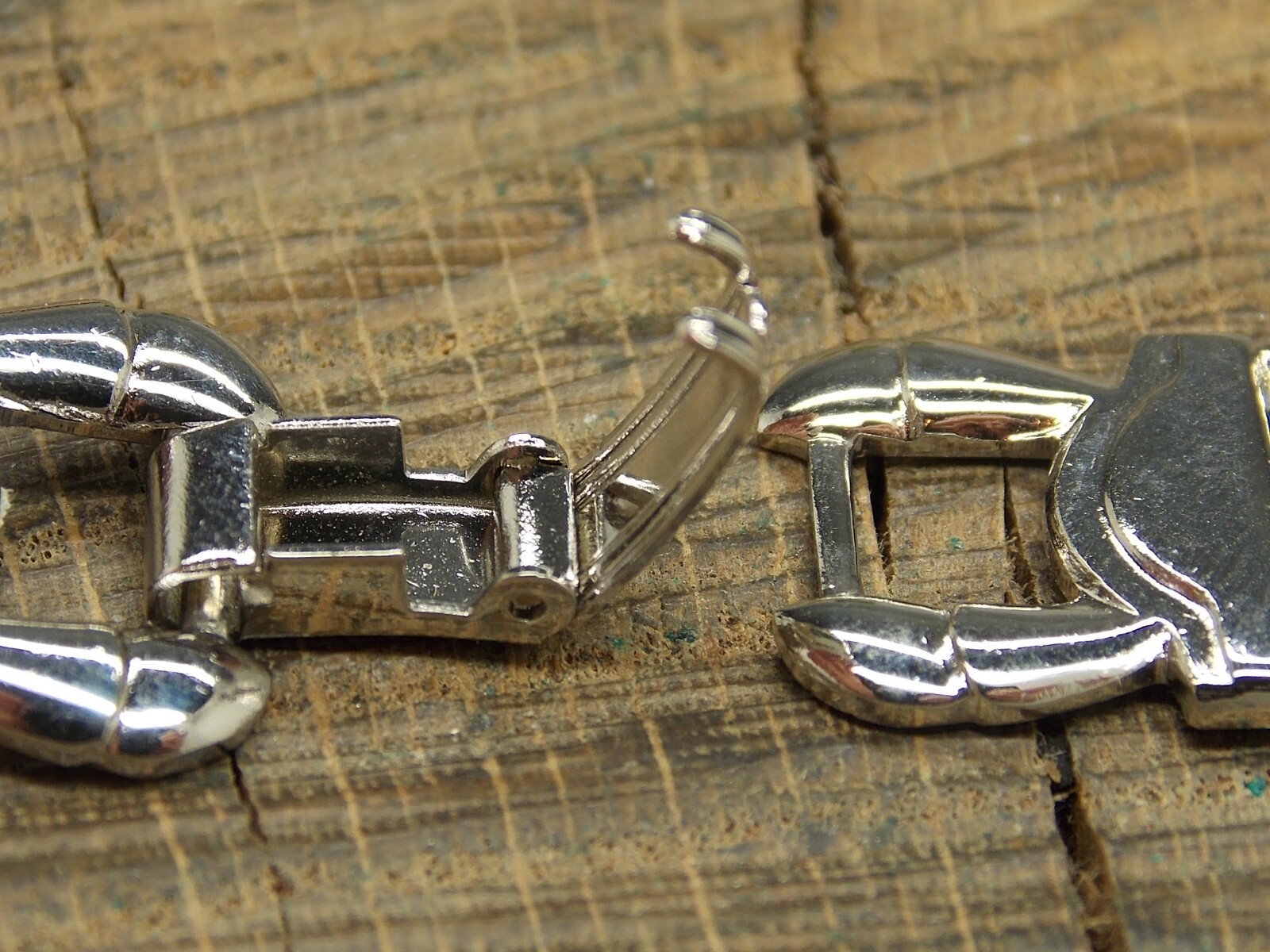 Vintage Watch Band 16mm Stainless Steel Butterfly Clasp Chained NOS Unused