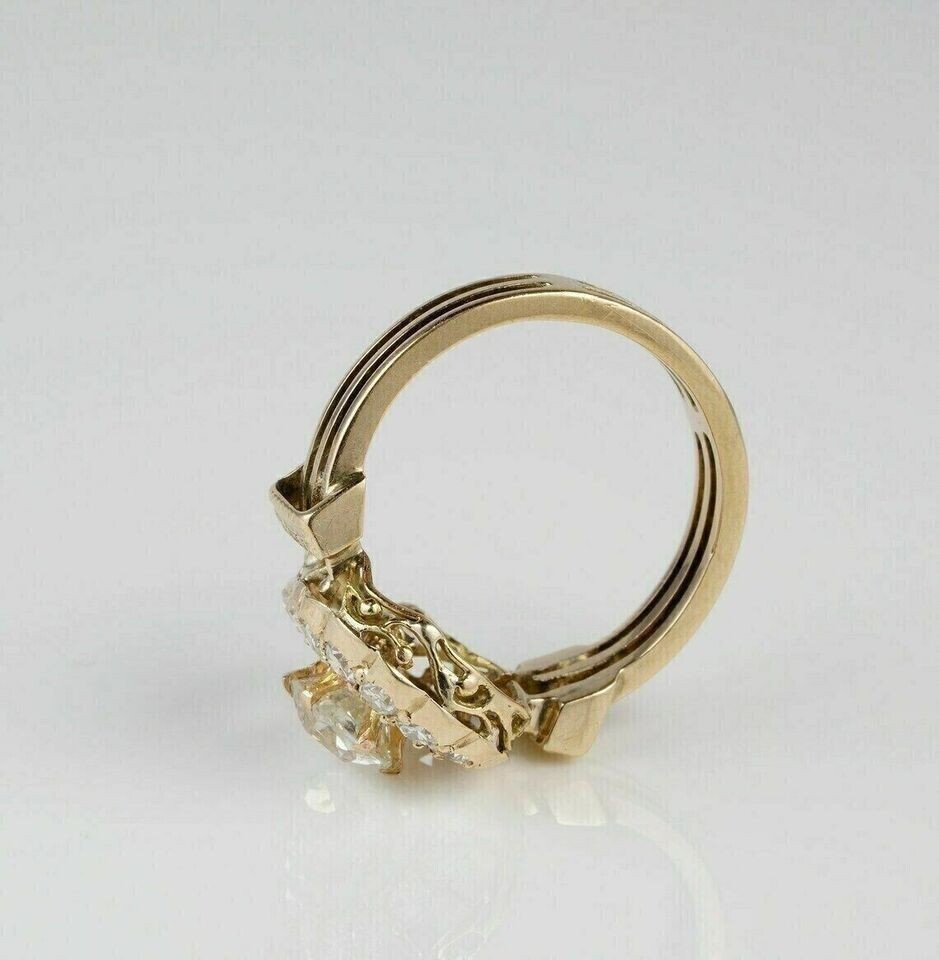 Horse Shoe Art Deco Ring 2Ct Round Simulated Diamond In 14K Yellow Gold Plated