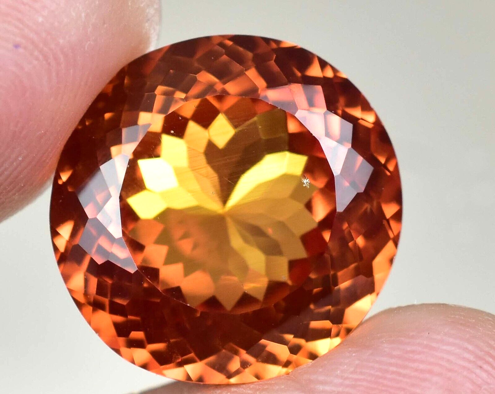 Natural Imperial Topaz 23.90 Ct Round Unheated Certified FLAWLESS Loose Gemstone