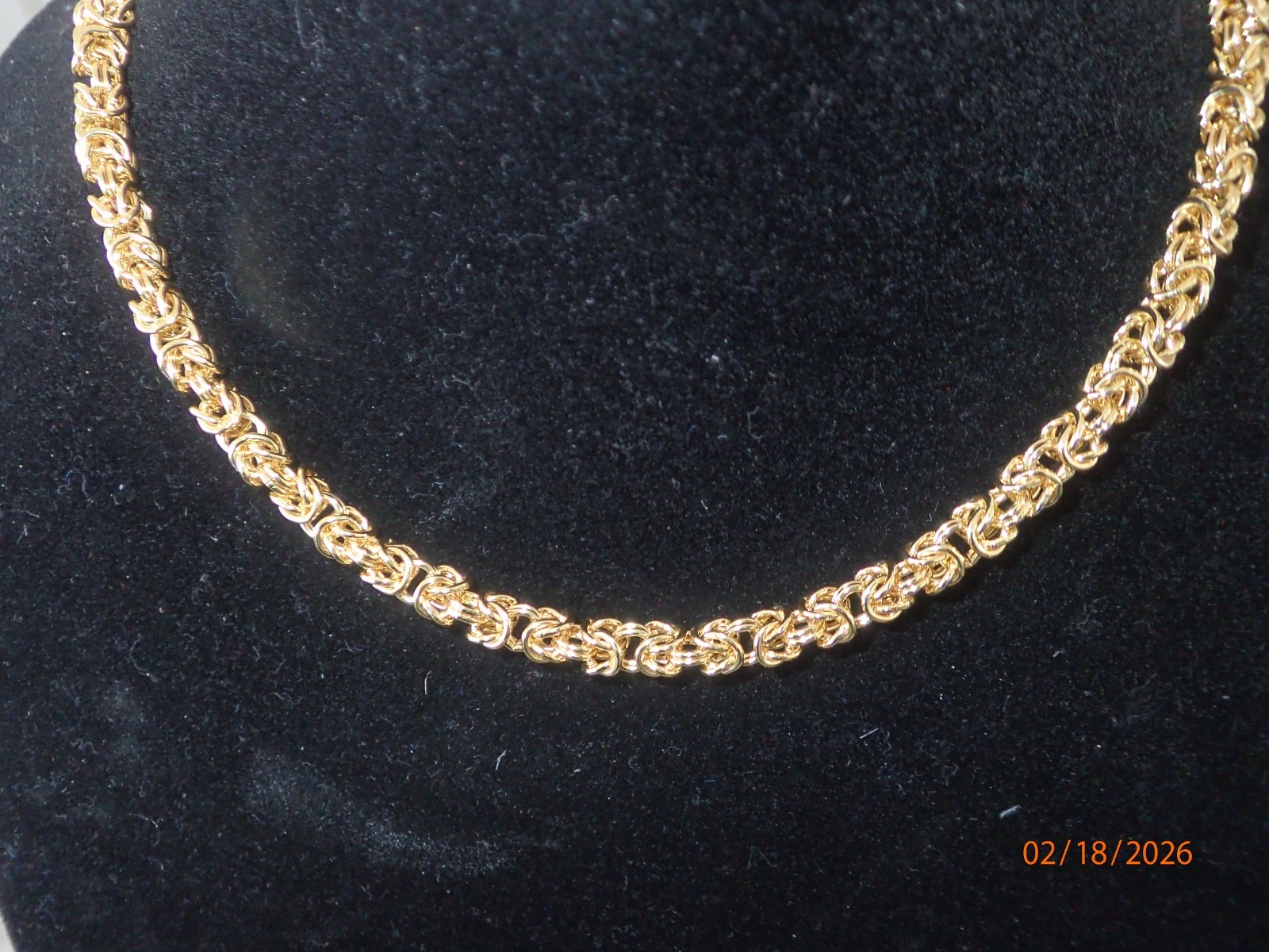 Bellezza 18k gold layrd Bronze Byzantine Necklace & Bracelet 2-piece Set 7″ 18″
