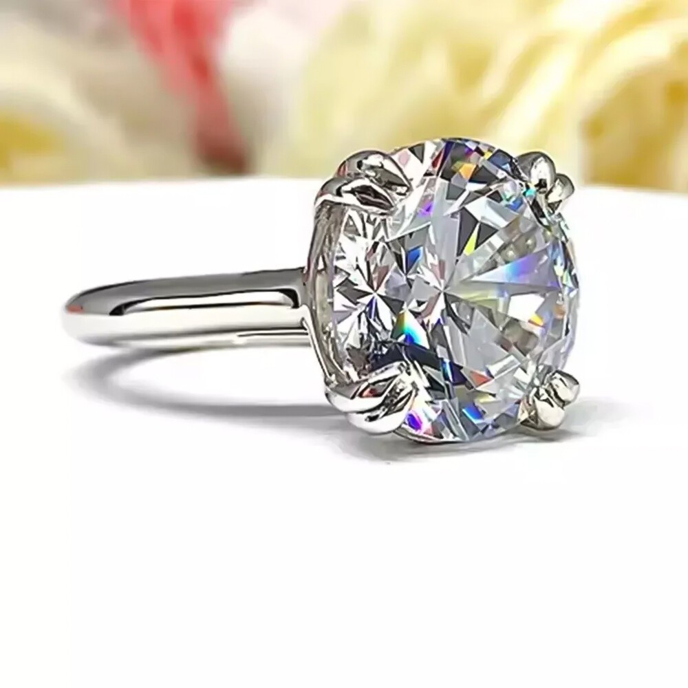 6.65 Ct Certified Round Cut White Diamond Solitaire Ring 925 Sterling Silver