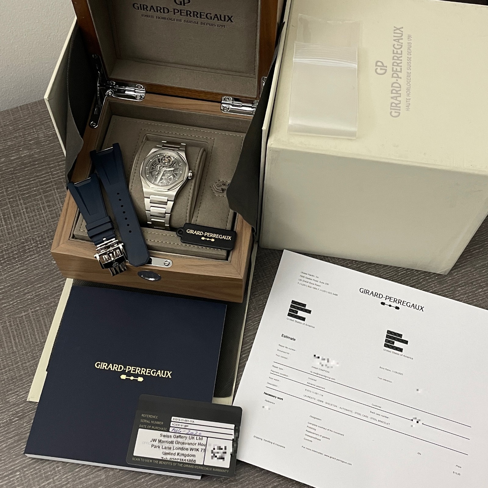 Girard Perregaux Laureato Skeleton SERVICED Openworked Steel Bracelet 42mm Watch
