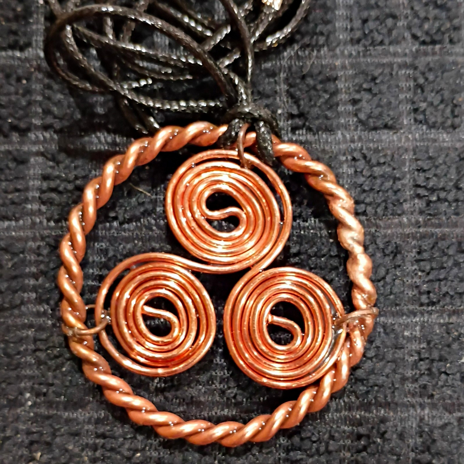 99.9% Copper Tensor With Triskelion 144 Mhz. Handcrafted Sealed With Cord