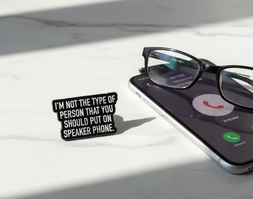 “No Speakerphone” Warning Funny Enamel Pin Enamel Pin