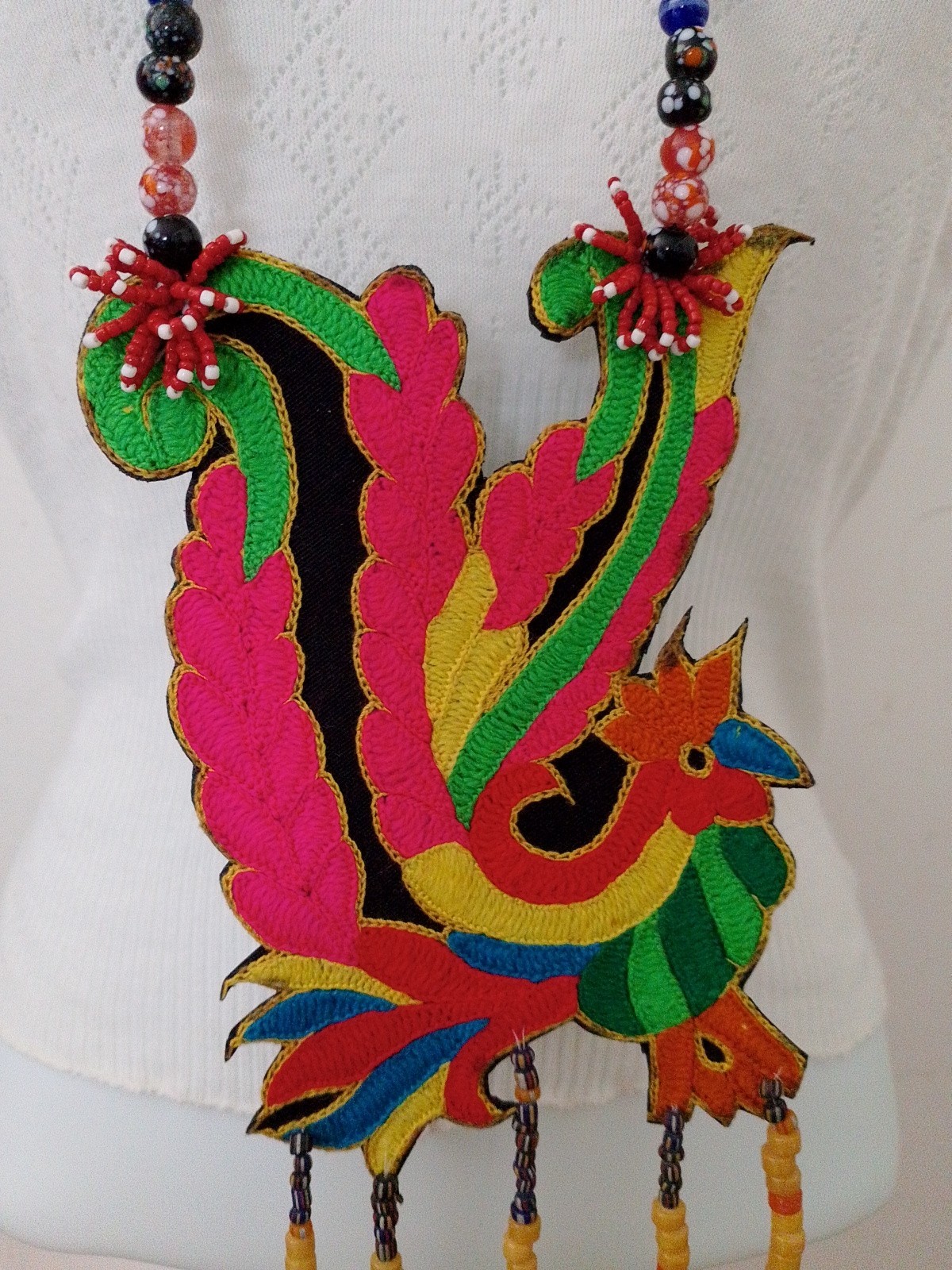 Colorful Sulam Tumpa necklace ethnic accessory Embroidery Dayak East Kalimantan