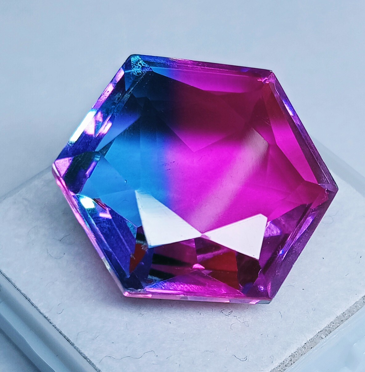 EGL Certified 23.50 Ct Natural Tourmaline Bi-Color Hexagon Fancy Gemstone AAA