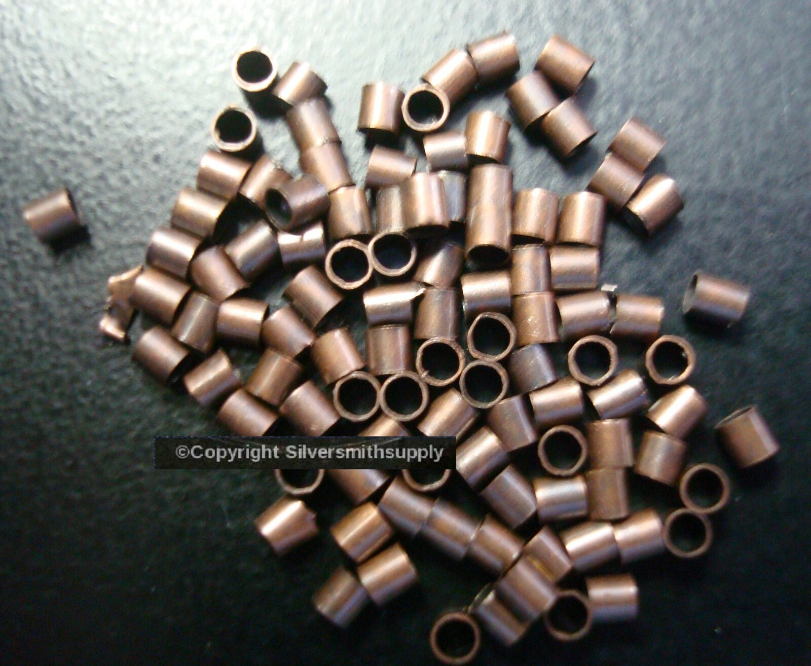 Crimp Beads MED Ant Copper plt 2x2mm 100 tube crimp beads attach clasps FPS163