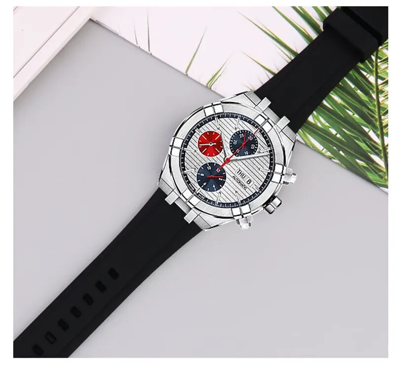 Silicone Watch Straps For MAURICE LACROIX AIKON AI6008 6007 6038 Steel Adapter