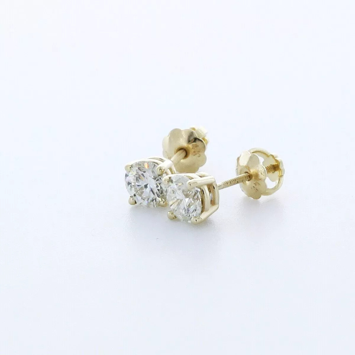Stud Earrings Solid 14K White Gold Classic 1.11 CT Round Natural Diamond H SI2