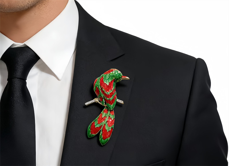 Enamel Colored Happy Bird Brooch, Enamel Colored Animal Brooch 7CMx4.8CM