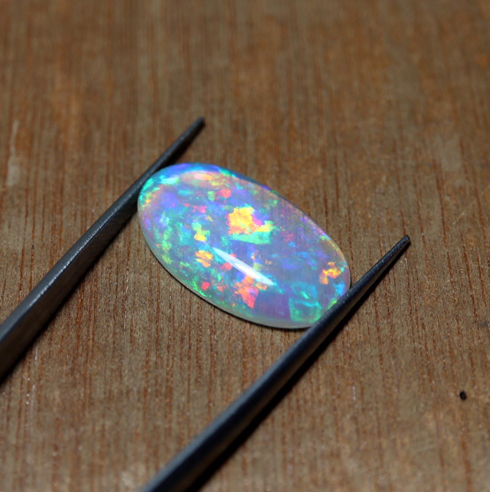9.2Cts Natural AAA Rainbow Fire Welo Ethiopian Opal Oval Cabochon 24.7×14.5 MM