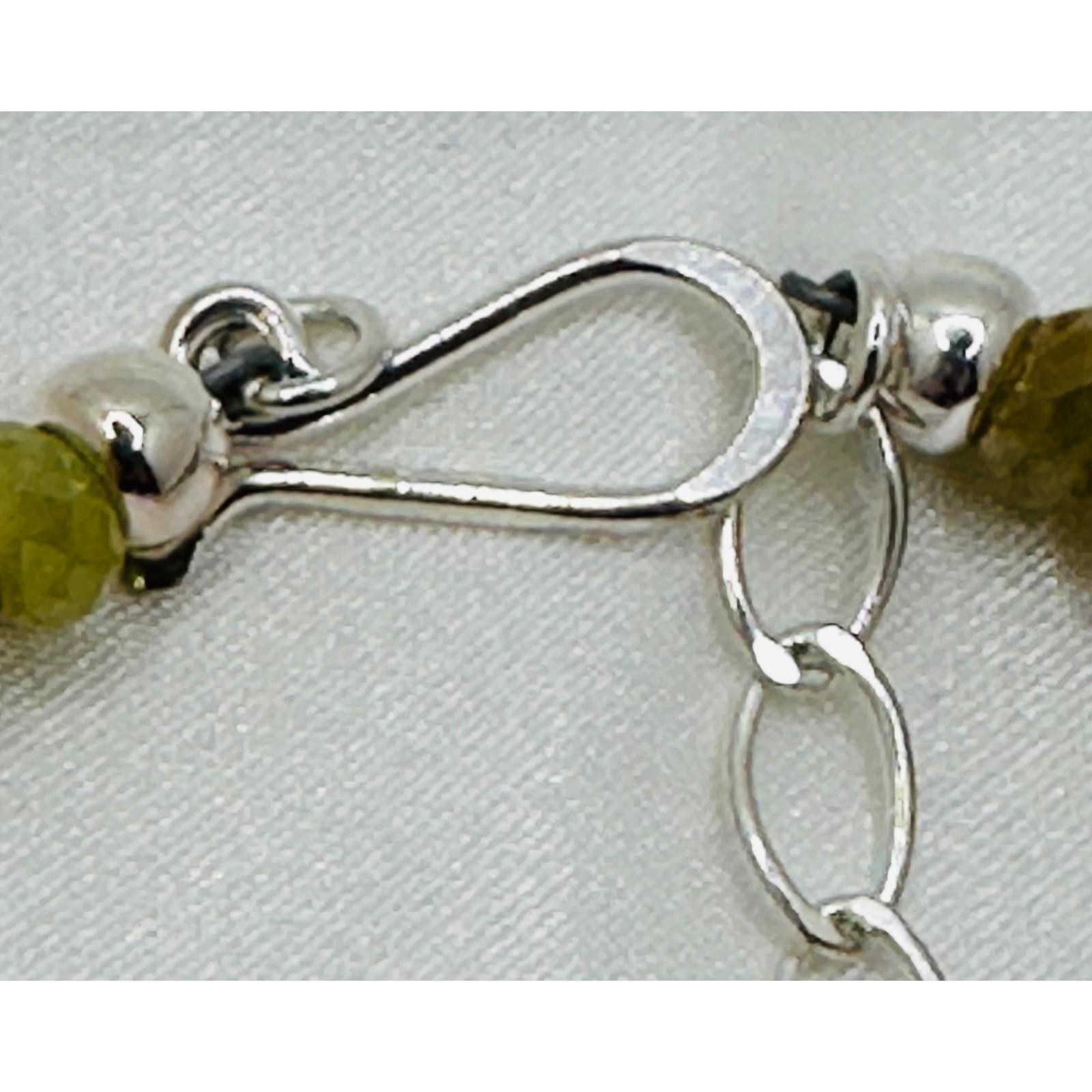 Jay King Sterling DTR Silver Faceted Green Amber Garnet Graduated Bead Necklace