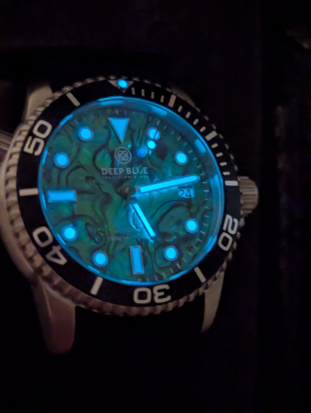 DEEP BLUE 40 MM DIVER 1000 AUTOMATIC BLACK CERAMIC BEZEL – GREEN ABALONE