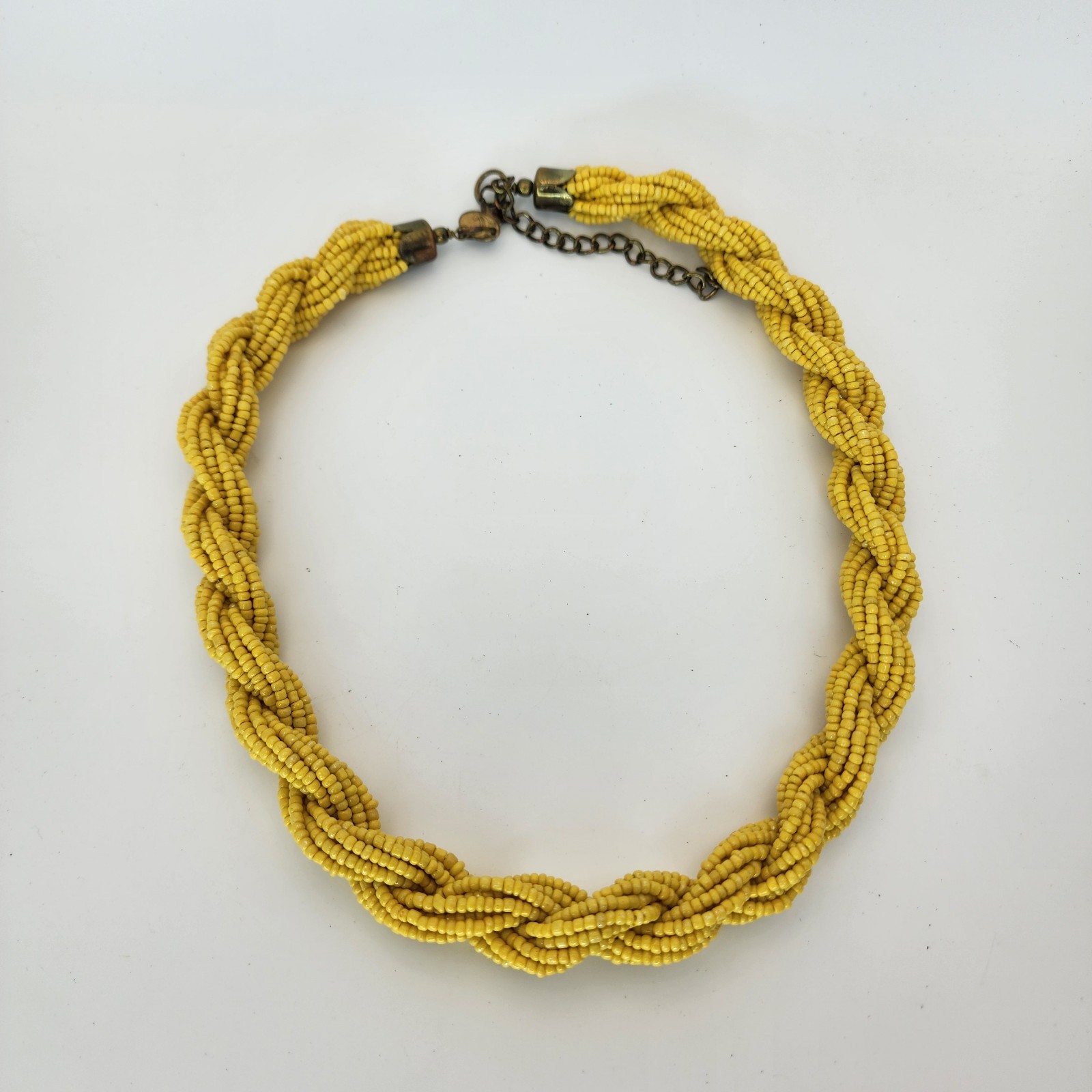 Boho Beaded Necklace Lot Braided Yellow, Blue & Brown Multi-Strand Earthy Tones