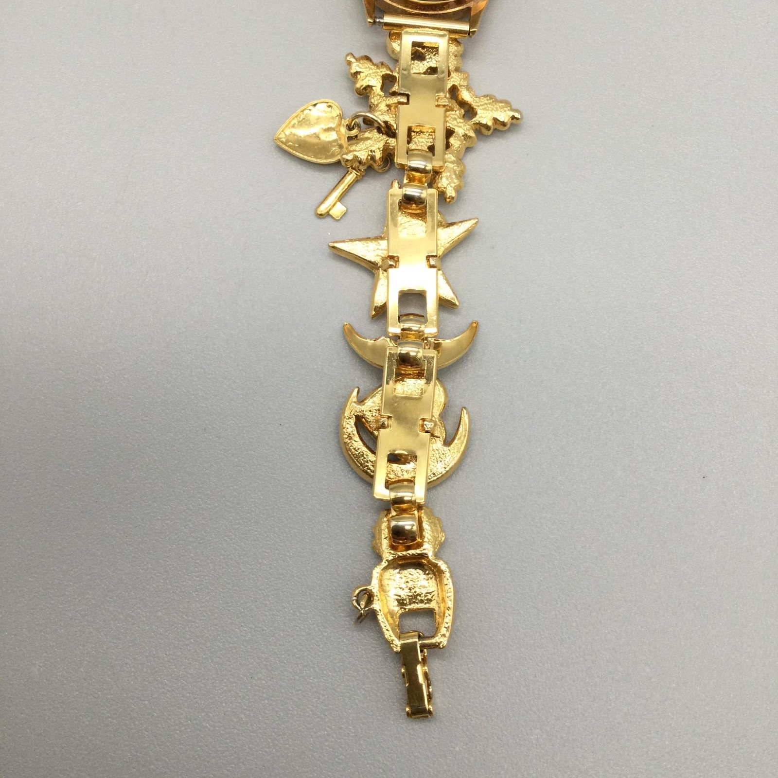 Kirks Folly K46Y Womens Watch 24mm Gold Tone Moon Phase Charms New Battery 8.5″